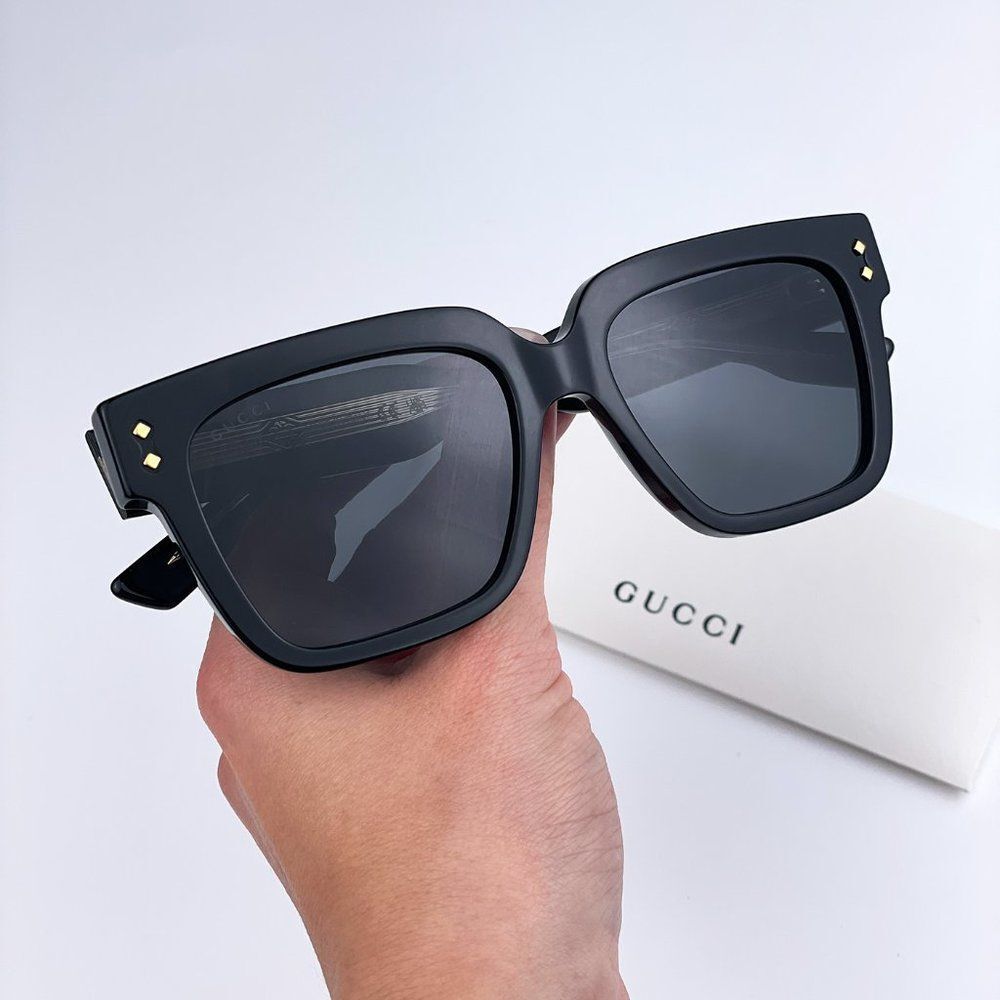 Gucci GG1084S 001 Sunglasses Black Grey Square Unisex